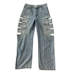 Forever 21 Ladies Size 29 Side Slash Blue Jeans Distressed Ripped